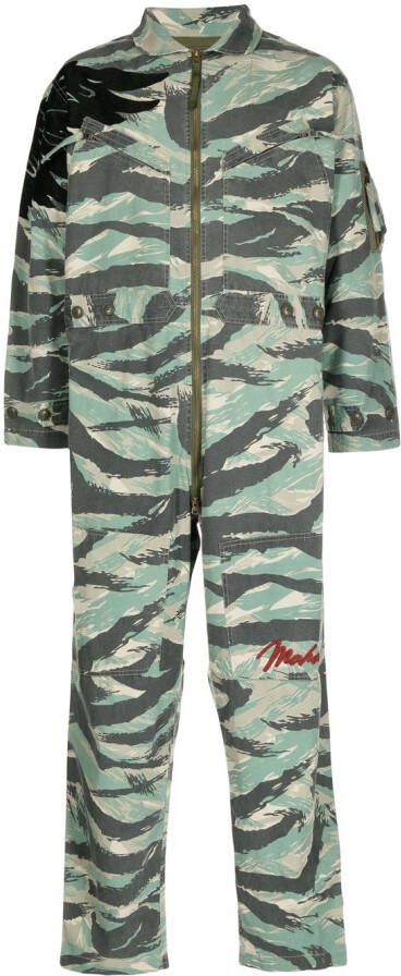 Maharishi Jumpsuit met camouflageprint Groen