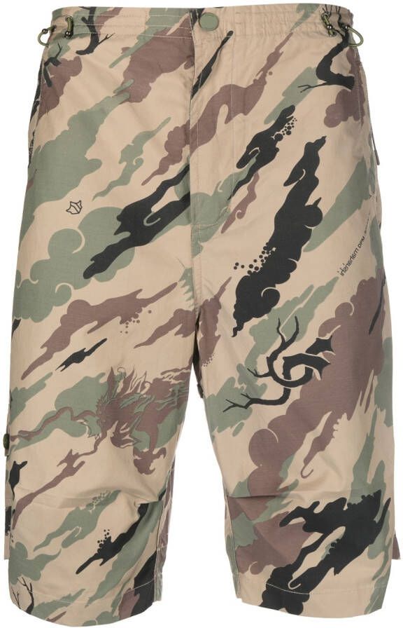 Maharishi Shorts met camouflageprint Beige