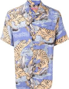 Maharishi Overhemd met tijgerprint Blauw