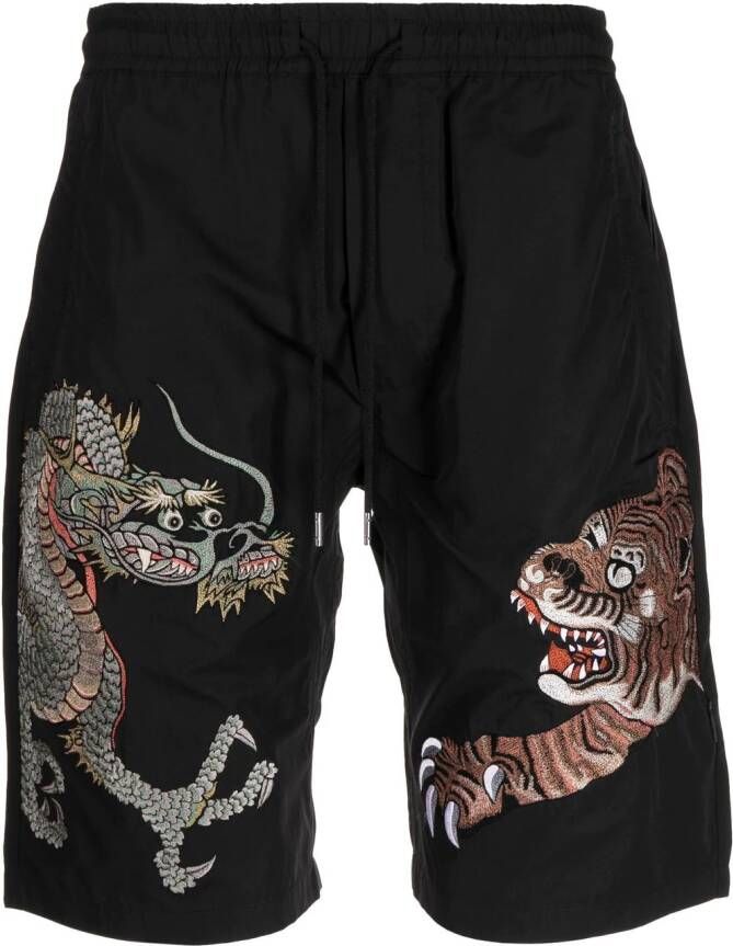 Maharishi Shorts met geborduurde tijger Zwart