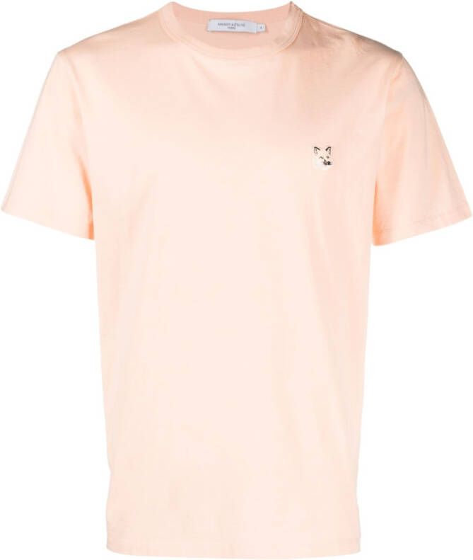 Maison Kitsuné T-shirt met logopatch Oranje