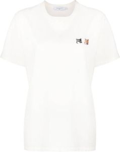 Maison Kitsuné chest logo-patch T-shirt Beige