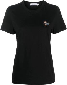 Maison Kitsuné T-shirt met patch Zwart