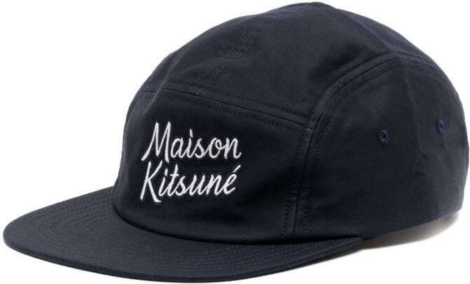 Maison Kitsuné Honkbalpet met geborduurd logo Blauw