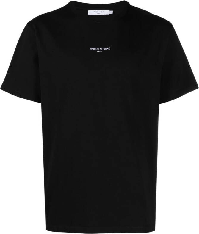 Maison Kitsuné T-shirt met geborduurd logo Zwart