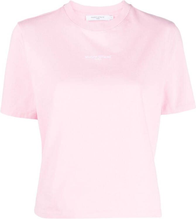 Maison Kitsuné T-shirt met geborduurd logo Roze