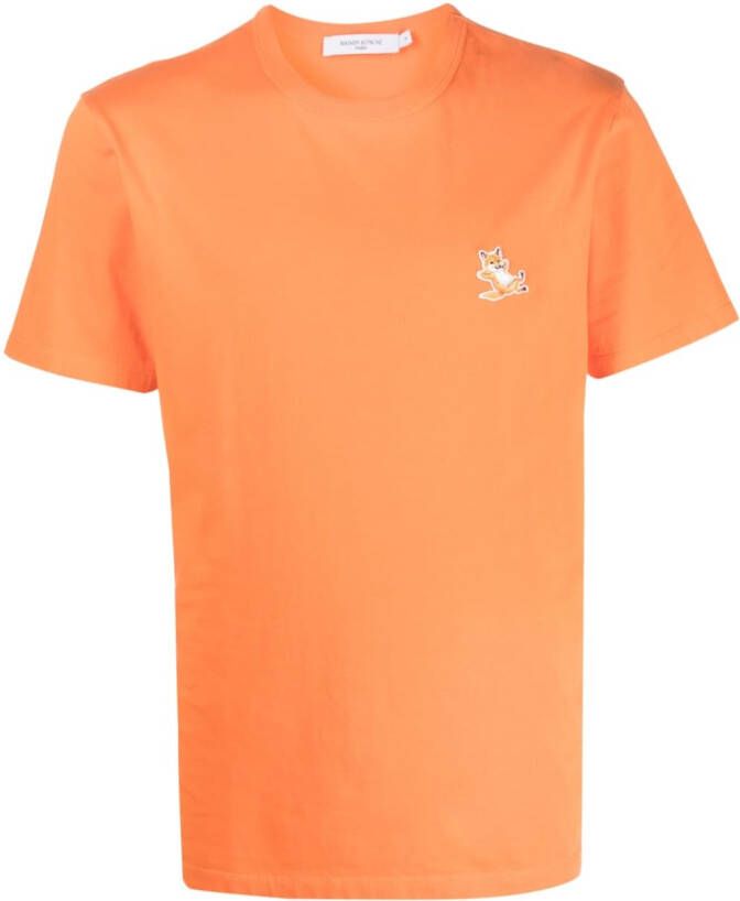 Maison Kitsuné T-shirt met vospatch Oranje