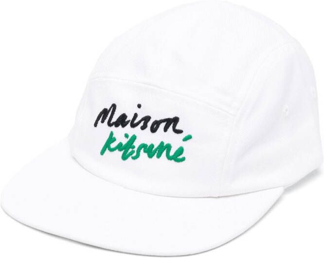Maison Kitsuné Honkbalpet met geborduurd logo Wit