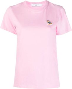 Maison Kitsuné T-shirt met logopatch Roze