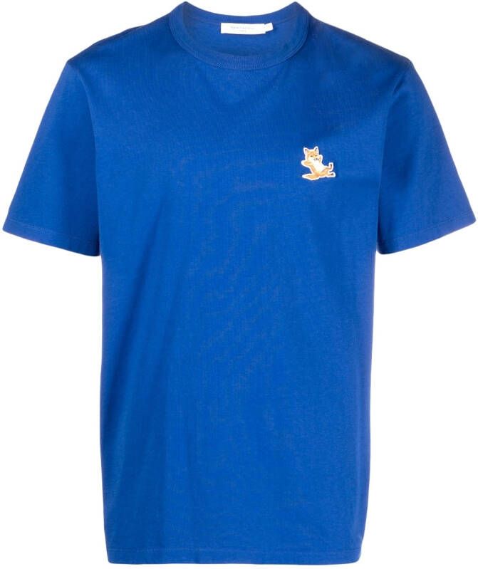 Maison Kitsuné logo-patch jersey cotton T-shirt Blauw