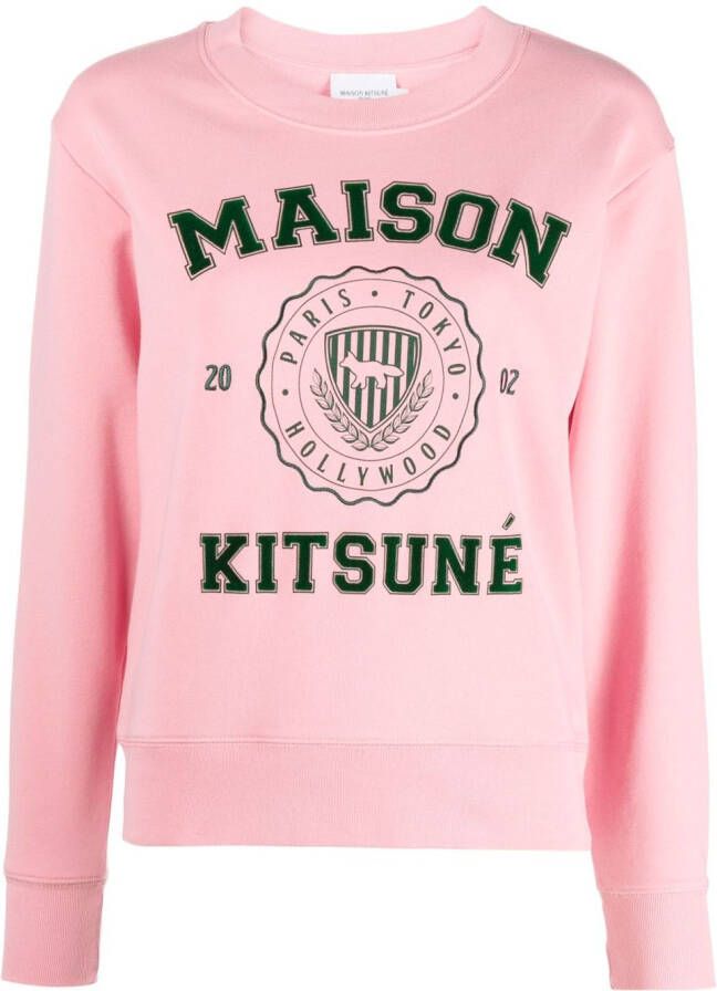 Maison Kitsuné Trui met logoprint Roze