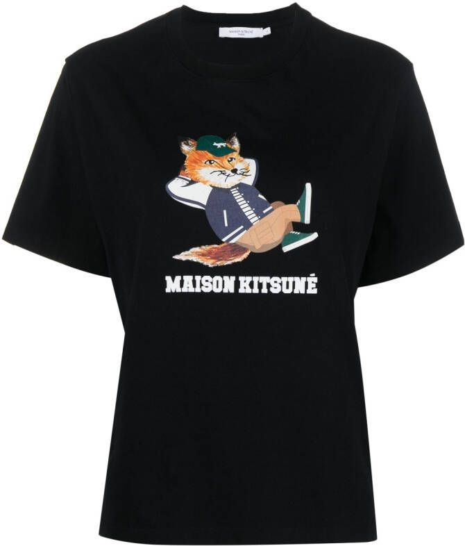 Maison Kitsuné T-shirt met logoprint Zwart