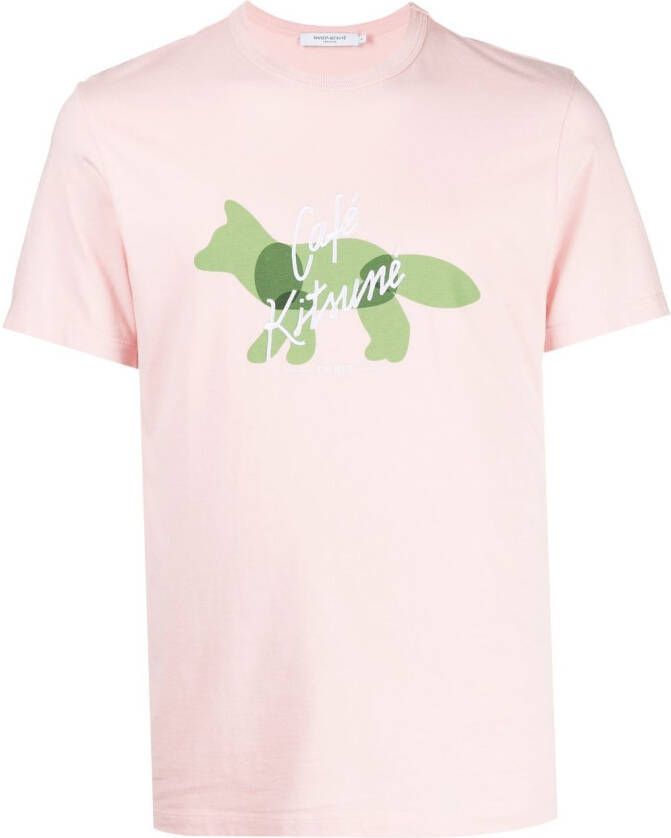 Maison Kitsuné Overhemd met geborduurd logo Roze