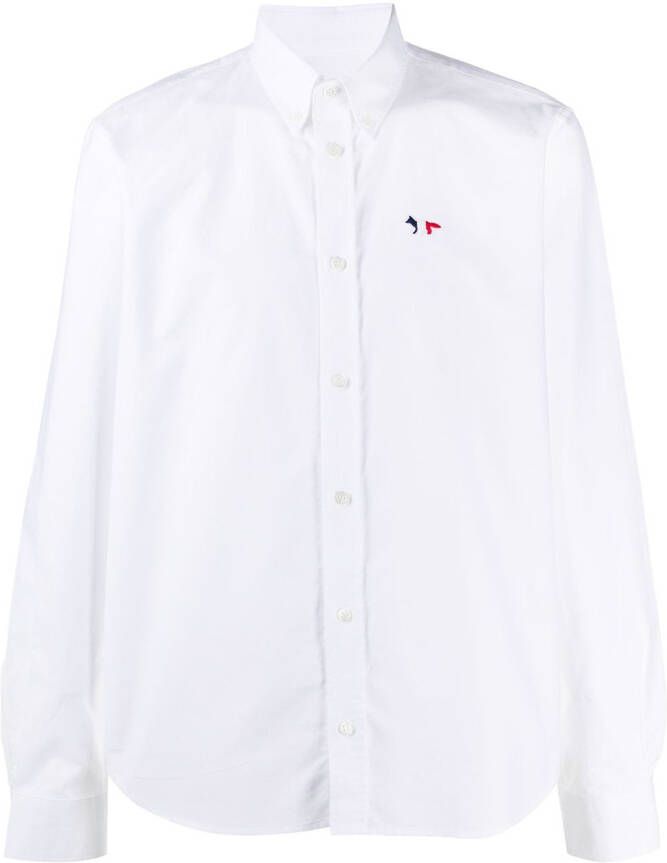Maison Kitsuné Overhemd met geborduurd logo Wit