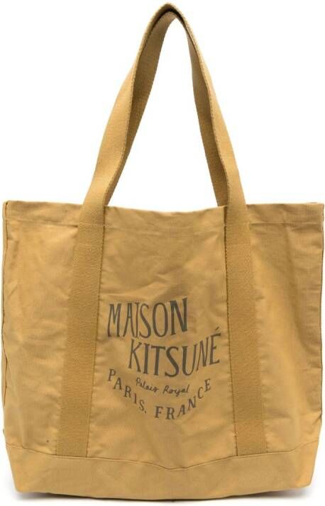 Maison Kitsuné Palais Royal shopper met logoprint Geel