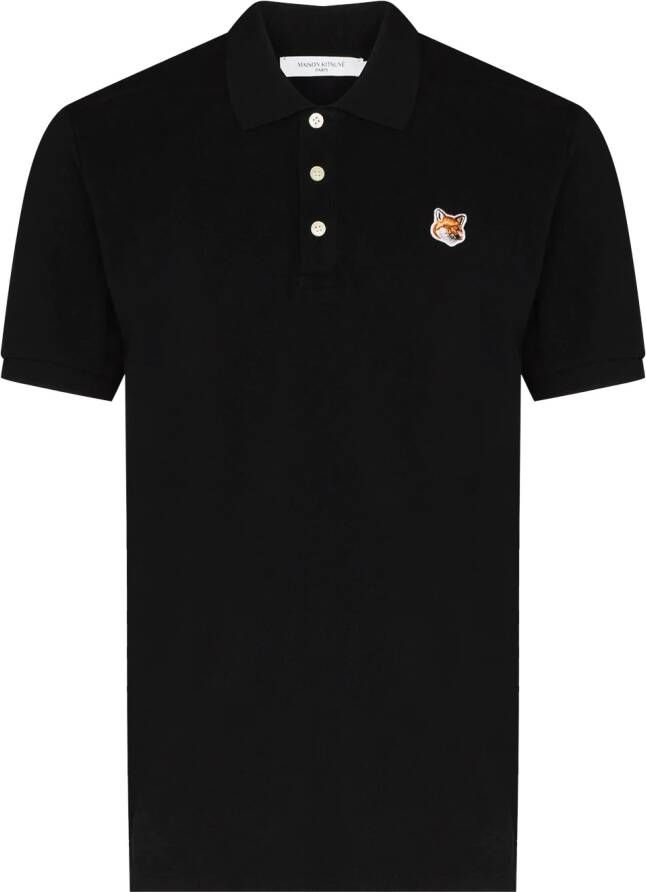 Maison Kitsuné Poloshirt met vossenpatch Zwart