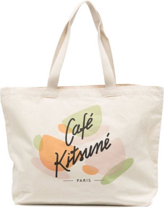 Maison Kitsuné Shopper met logoprint Beige