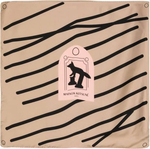 Maison Kitsuné Sjaal met logoprint Bruin