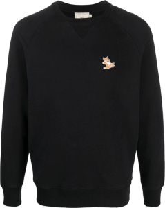 Maison Kitsuné Sweater met geborduurd logo Zwart