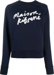 Maison Kitsuné Sweater met logoprint Blauw