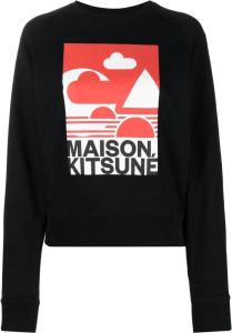 Maison Kitsuné Sweater met print Zwart