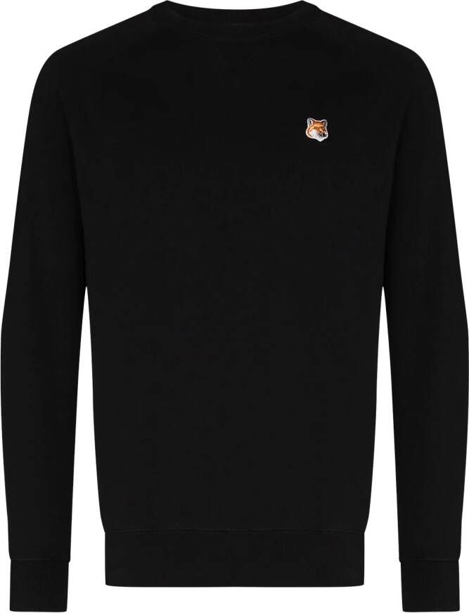 Maison Kitsuné Sweater met vos patch heren katoen XXL Zwart