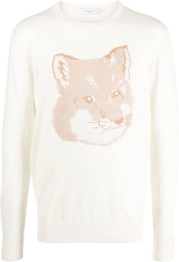 Maison Kitsuné Sweater met vosprint Beige