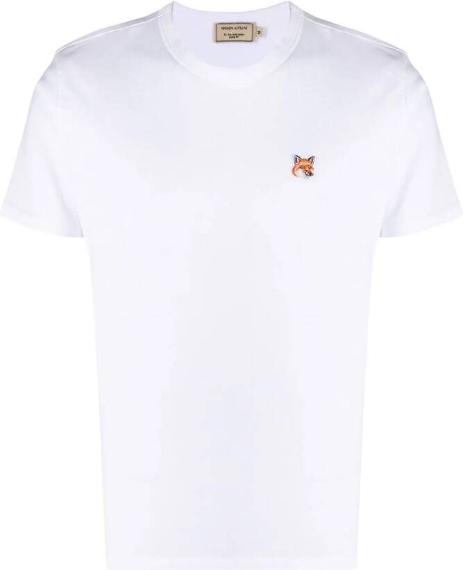 Maison Kitsuné T-shirt met geborduurd logo Wit