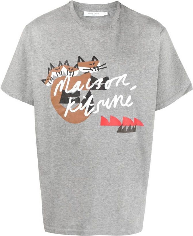 Maison Kitsuné T-shirt met grafische print Grijs