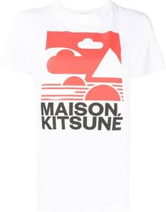 Maison Kitsuné T-shirt met grafische print Wit