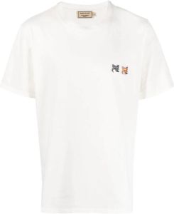 Maison Kitsuné T shirt met logo unisex katoen L Wit