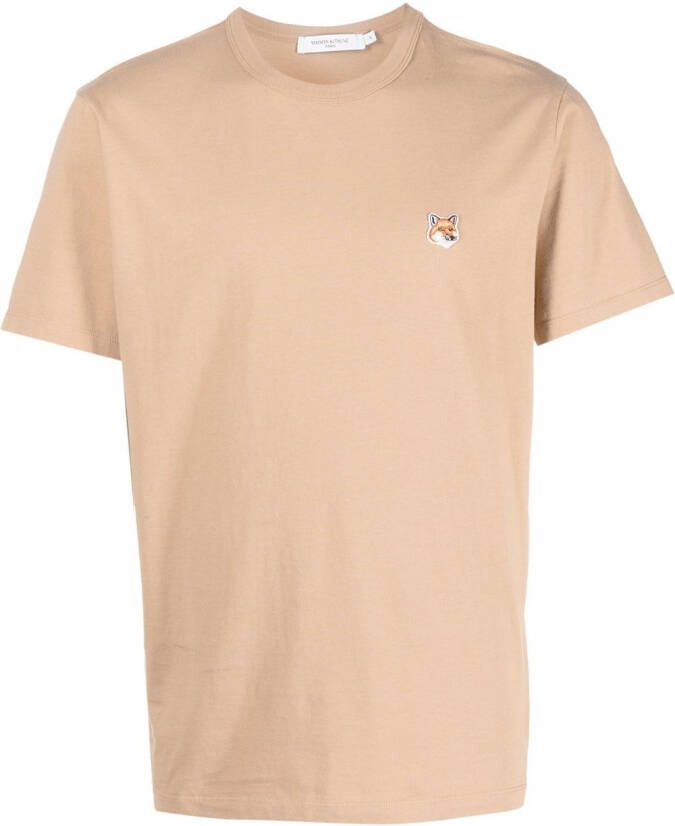 Maison Kitsuné T-shirt met logopatch Beige