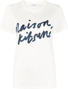 Maison Kitsuné T-shirt met logoprint Beige
