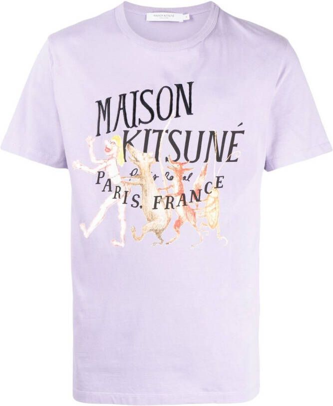 Maison Kitsuné T-shirt met logoprint Paars