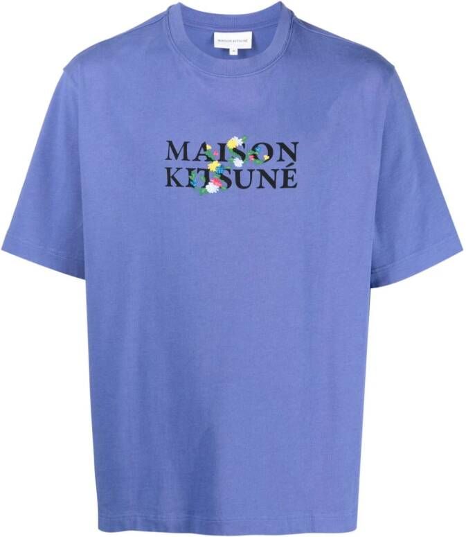 Maison Kitsuné T-shirt met logoprint Paars