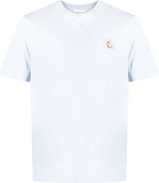 Maison Kitsuné T-shirt met patch Blauw