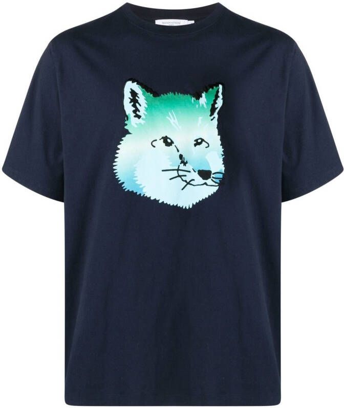 Maison Kitsuné T-shirt met print Blauw