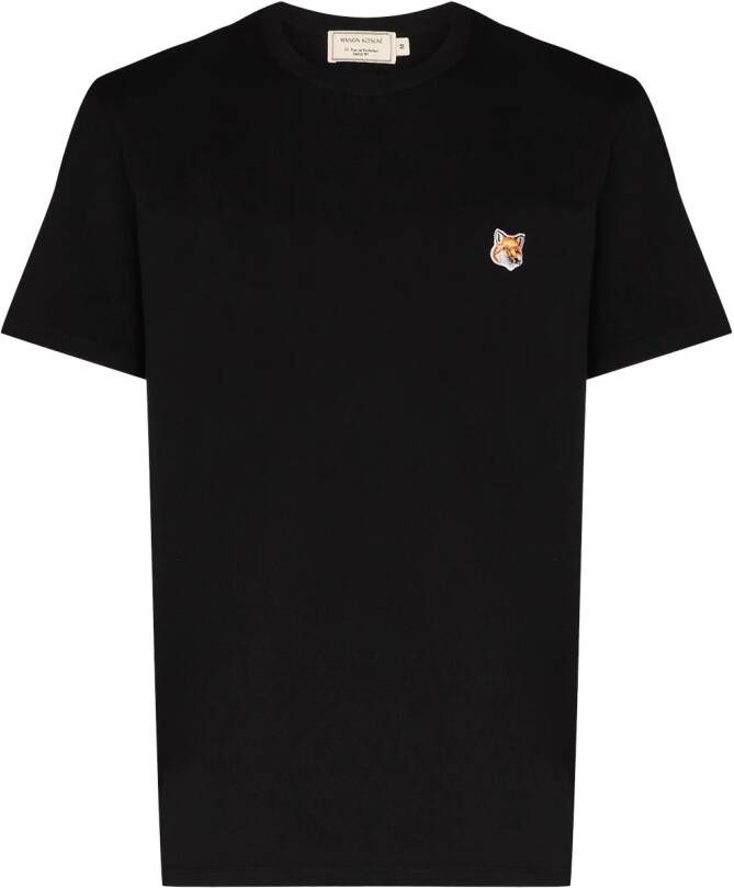 Maison Kitsuné T-shirt met vospatch Zwart