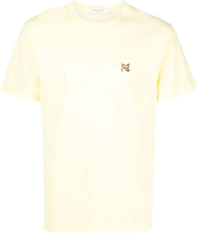 Maison Kitsuné T-shirt met vossenpatch Geel