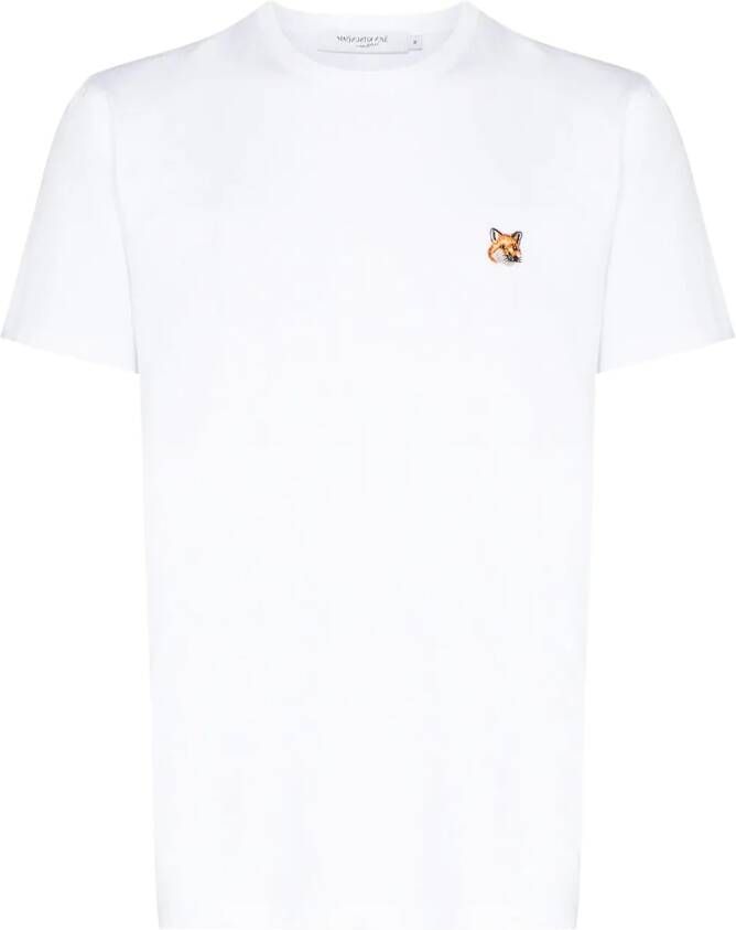 Maison Kitsuné T-shirt met vossenpatch Wit