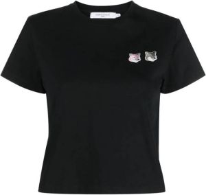 Maison Kitsuné T-shirt met vossenprint Zwart
