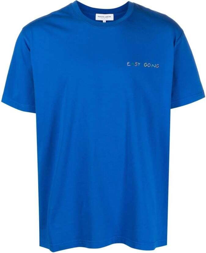 Maison Labiche T-shirt met geborduurd detail Blauw