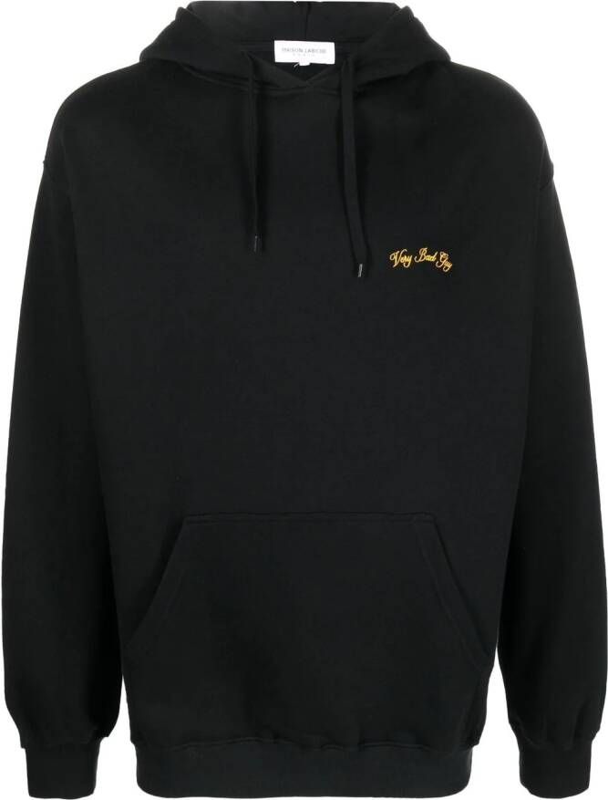 Maison Labiche Hoodie met geborduurde tekst Zwart