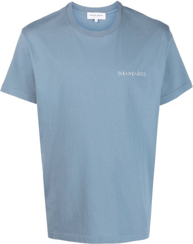 Maison Labiche T-shirt met geborduurd logo Blauw