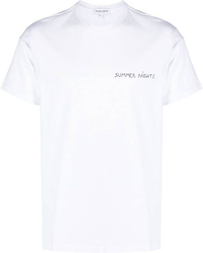 Maison Labiche T-shirt met geborduurde tekst Wit