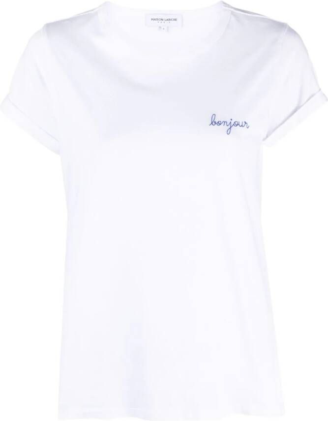 Maison Labiche T-shirt met geborduurde tekst Wit