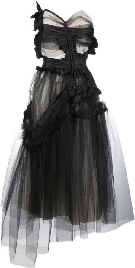 Maison Margiela Décortiqué tulen jurk in korset stijl Zwart