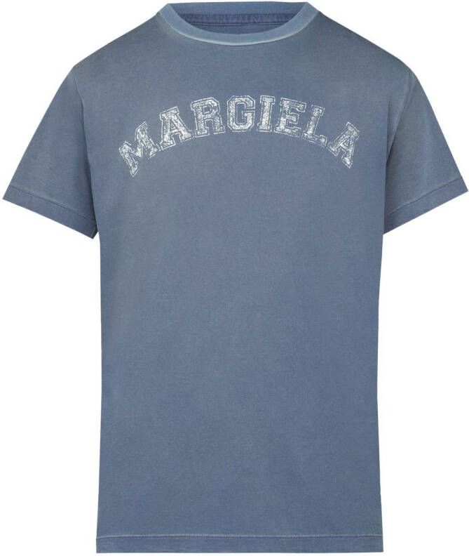 Maison Margiela Jersey T-shirt met logoprint Blauw