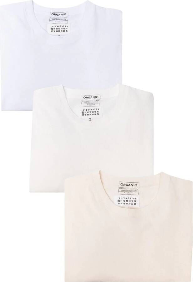 Maison Margiela Drie katoenen T-shirt Wit