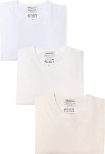 Maison Margiela Drie katoenen T-shirts Wit
